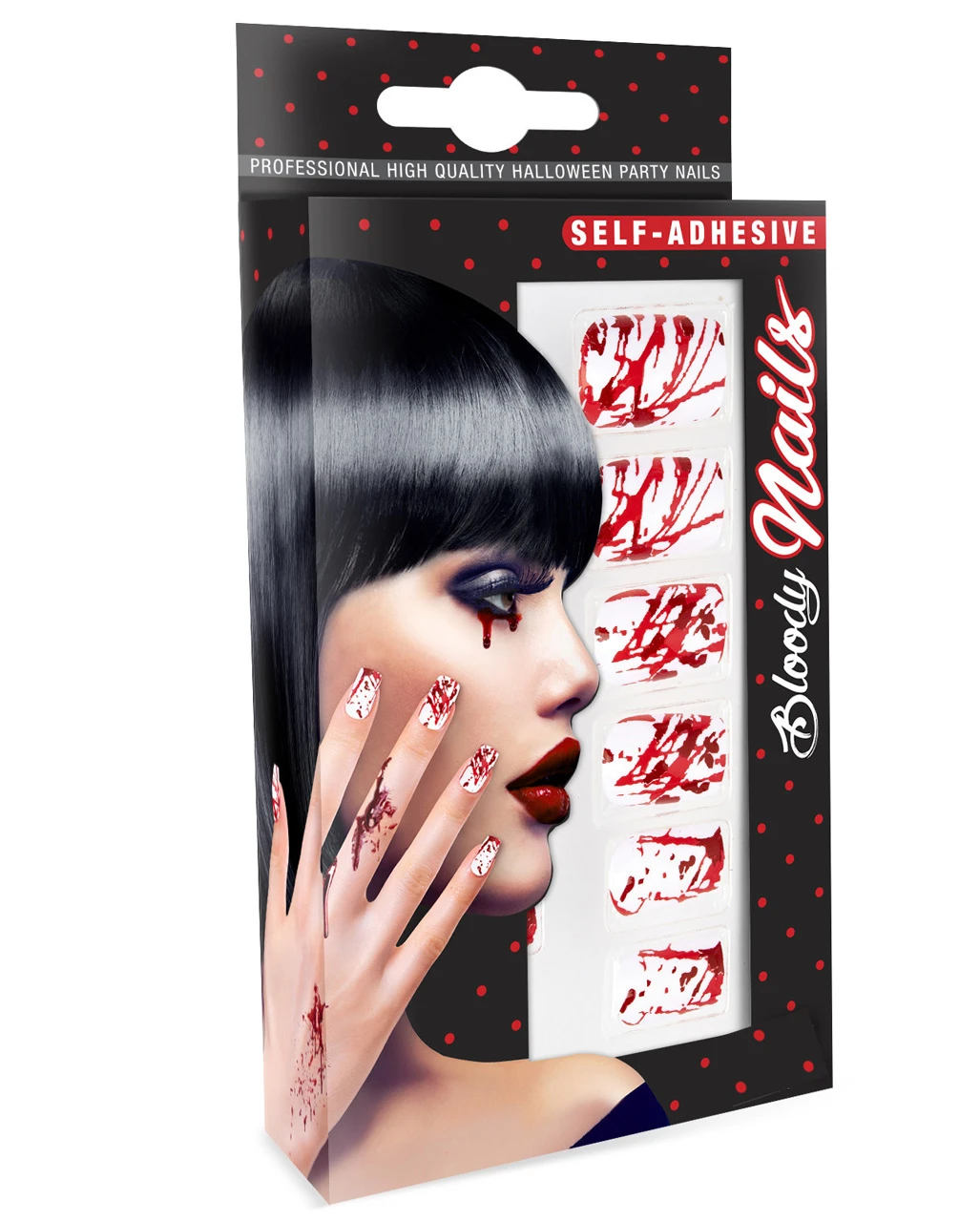 Weiße Fingernägel Mit Blutspritzer 12 St. 3 Weiße Fingernägel Mit Blutspritzer 12 St. – Bild 3